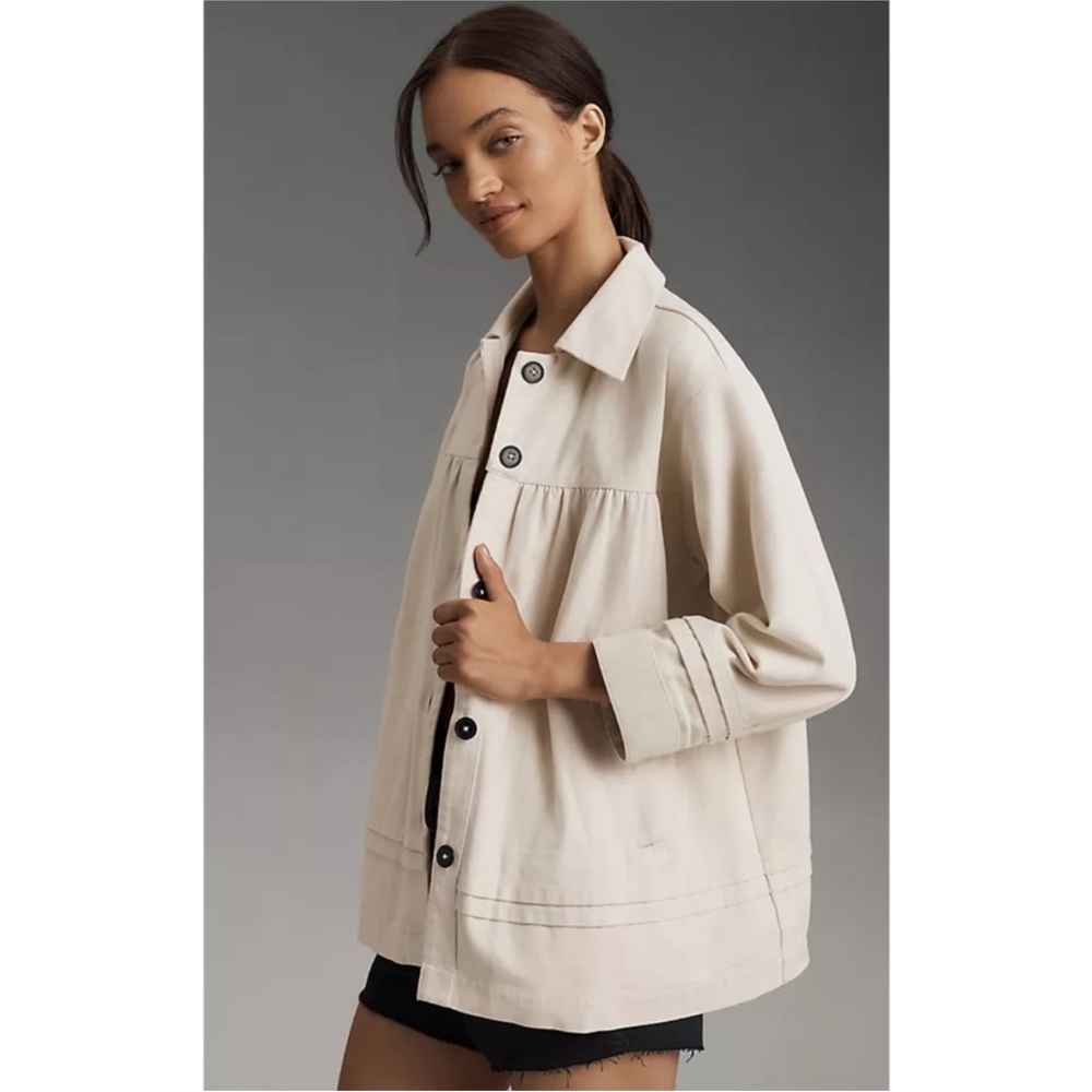 Anthropologie Maeve Collared Swing Jacket, Color Ivory, Size XXS